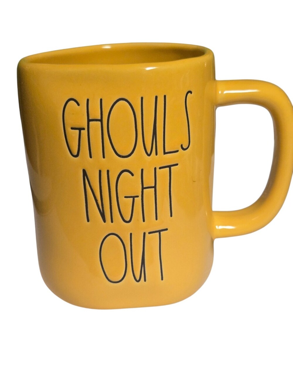 Rae Dunn "GHOULS NIGHT OUT" yellow Halloween coffee mug